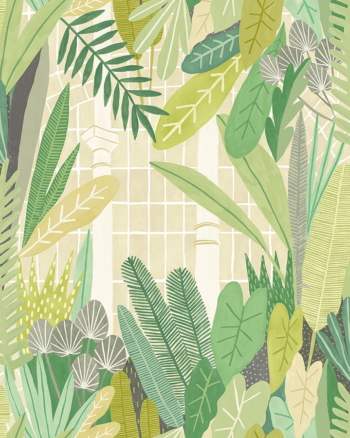 glasshouse-green-tropical-damask-wallpaper-york-wallcoverings-ghs50154w - York Wallcoverings Wallpaper