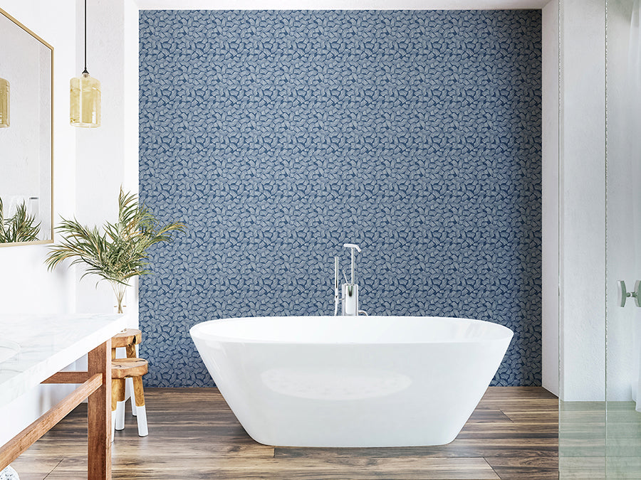 elements-indigo-scribbled-arches-wallpaper-york-wallcoverings-ghs50164w - York Wallcoverings Wallpaper