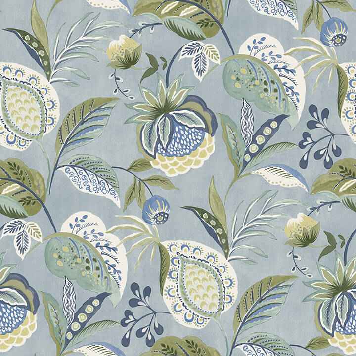 Bohemian Blue Jacobean Wallpaper - York Wallcoverings - 3125-72300 - York Wallcoverings Wallpaper