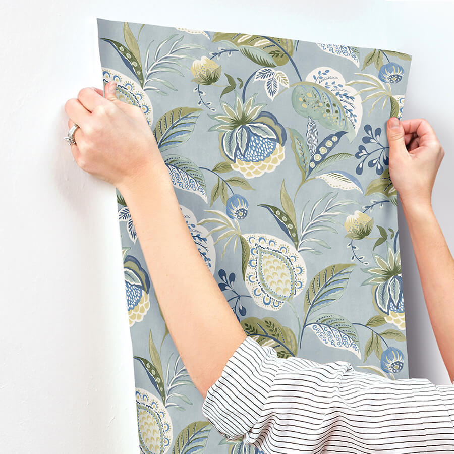bohemian-blue-jacobean-wallpaper-york-wallcoverings-3125-72300 - York Wallcoverings Papel pintado