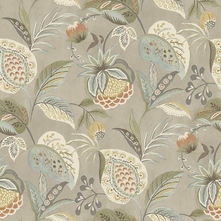 bohemian-taupe-jacobean-wallpaper-york-wallcoverings-3125-72301 - York Wallcoverings Papel pintado