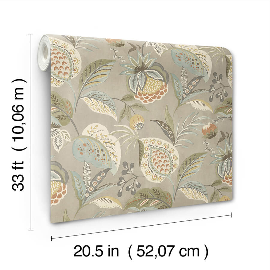bohemian-taupe-jacobean-wallpaper-york-wallcoverings-3125-72301 - York Wallcoverings Papel pintado