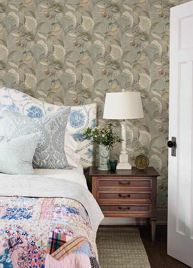 bohemian-taupe-jacobean-wallpaper-york-wallcoverings-3125-72301 - York Wallcoverings Papel pintado