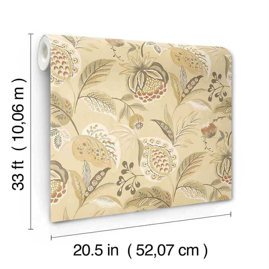 Bohemian Mustard Jacobean Wallpaper - York Wallcoverings - 3125-72302 - York Wallcoverings Wallpaper