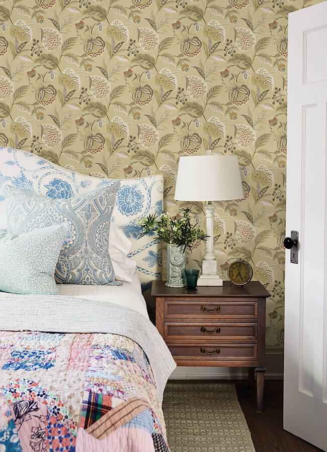Bohemian Mustard Jacobean Wallpaper - York Wallcoverings - 3125-72302 - York Wallcoverings Wallpaper