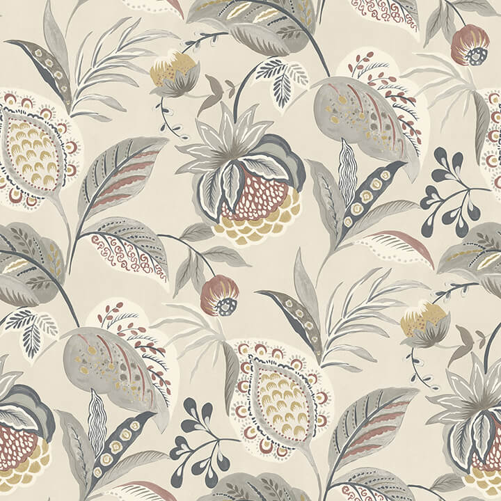bohemian-grey-jacobean-wallpaper-york-wallcoverings-3125-72304 - York Wallcoverings Papel pintado