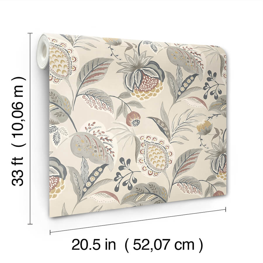 bohemian-grey-jacobean-wallpaper-york-wallcoverings-3125-72304 - York Wallcoverings Papel pintado