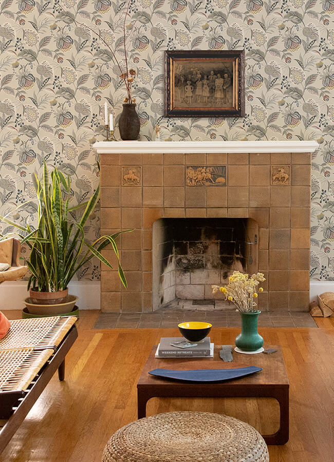 bohemian-grey-jacobean-wallpaper-york-wallcoverings-3125-72304 - York Wallcoverings Papel pintado