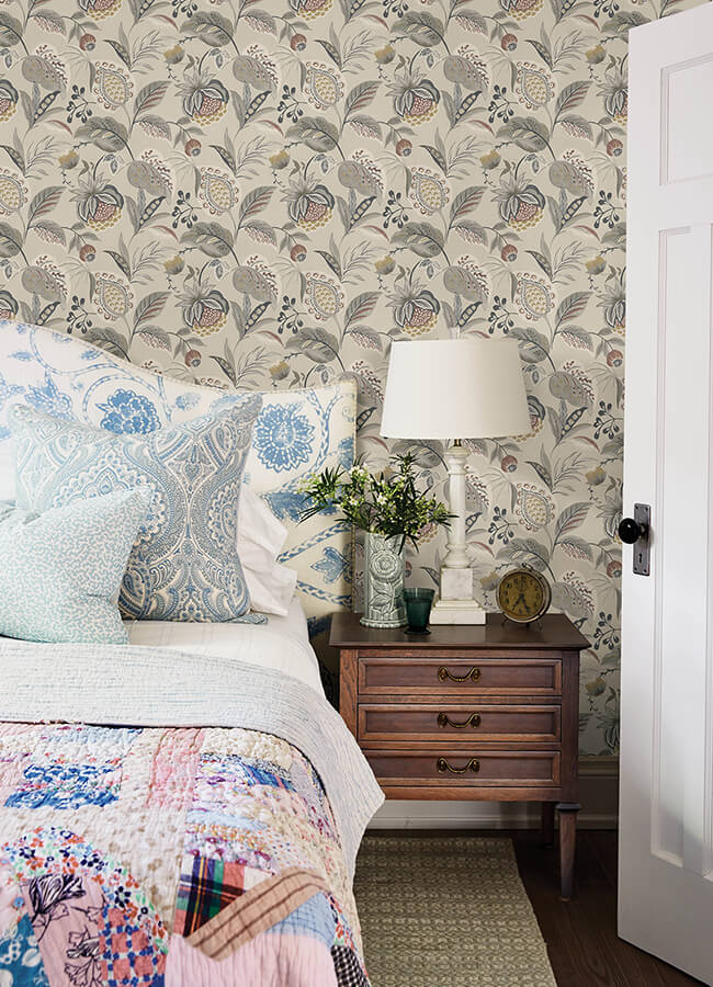bohemian-grey-jacobean-wallpaper-york-wallcoverings-3125-72304 - York Wallcoverings Papel pintado