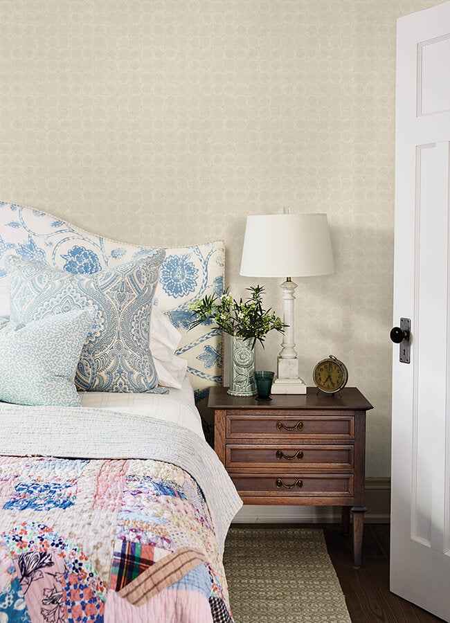 Button Block Taupe Geometric Wallpaper - York Wallcoverings - 3125-72307 - York Wallcoverings Wallpaper