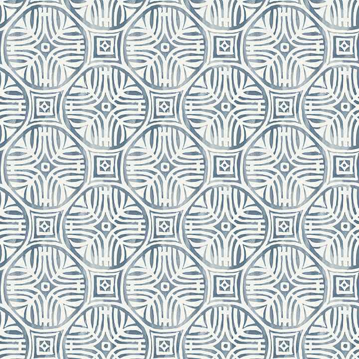 Sandee Navy Medallion Wallpaper - York Wallcoverings - 3125-72310