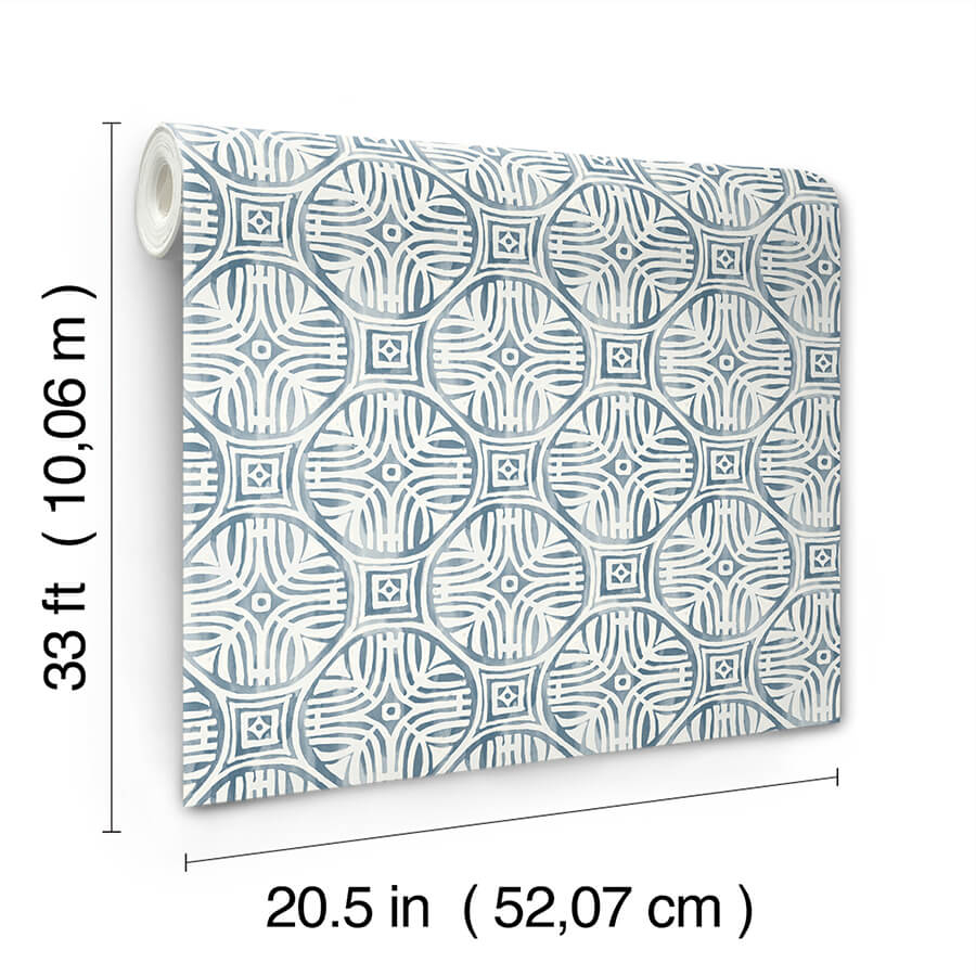 sandee-navy-medallion-wallpaper-york-wallcoverings-3125-72310 - York Wallcoverings Papel pintado