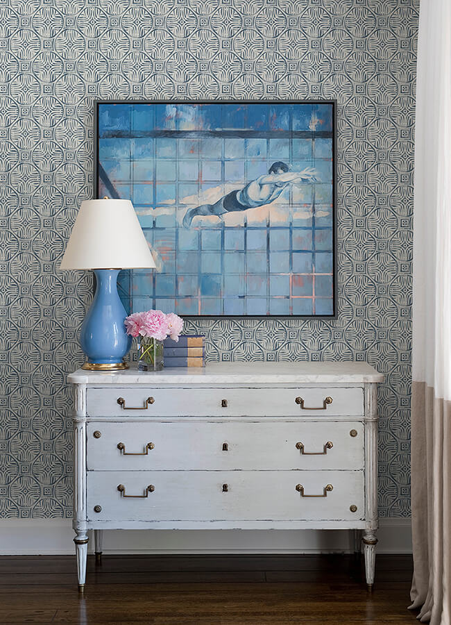 sandee-navy-medallion-wallpaper-york-wallcoverings-3125-72310 - York Wallcoverings Papel pintado
