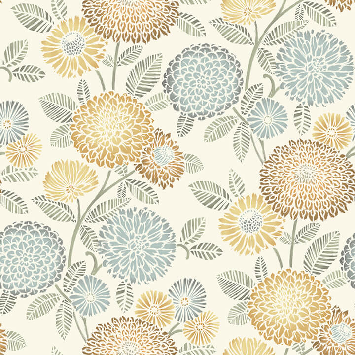 zalipie-apricot-floral-trail-wallpaper-york-wallcoverings-3125-72326 - York Wallcoverings Papel pintado