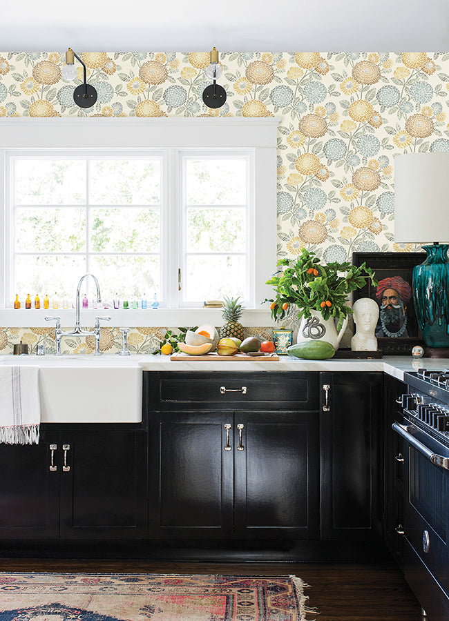zalipie-apricot-floral-trail-wallpaper-york-wallcoverings-3125-72326 - York Wallcoverings Papel pintado