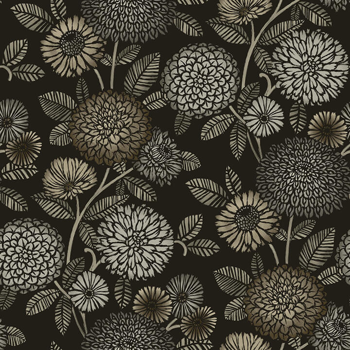 zalipie-black-floral-trail-wallpaper-york-wallcoverings-3125-72327 - York Wallcoverings Papel pintado