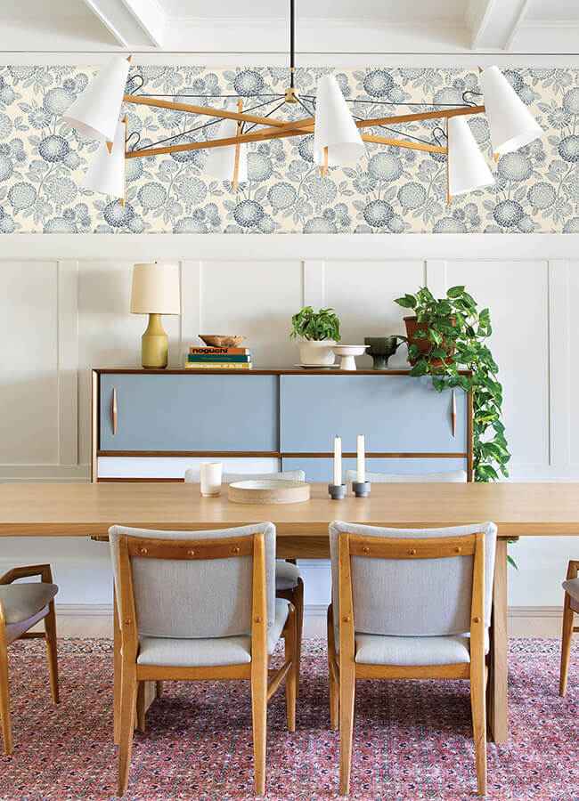 Zalipie Blue Floral Trail Wallpaper - York Wallcoverings - 3125-72328 - York Wallcoverings Wallpaper