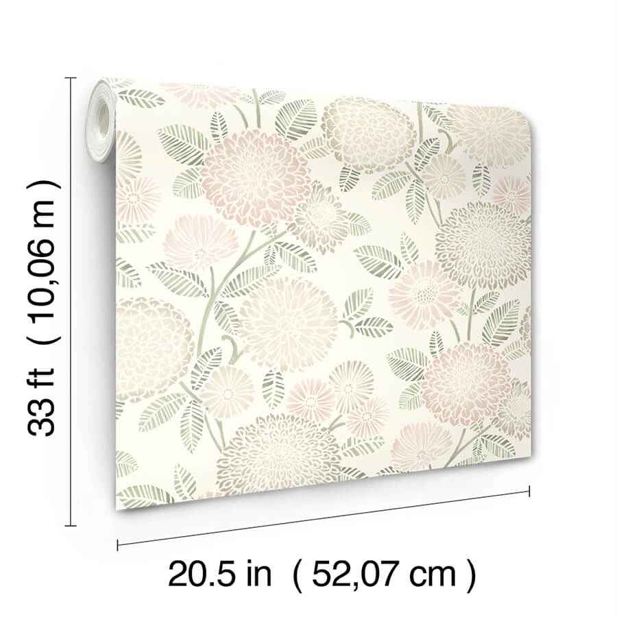 Zalipie Blush Floral Trail Wallpaper - York Wallcoverings - 3125-72329 - York Wallcoverings Wallpaper