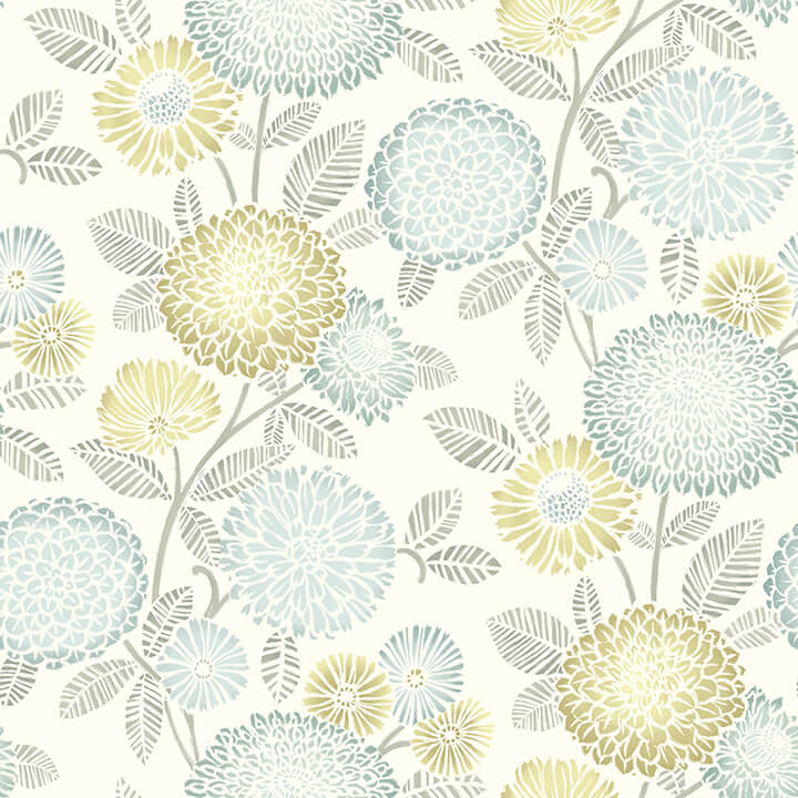 zalipie-lime-floral-trail-wallpaper-york-wallcoverings-3125-72330 - York Wallcoverings Papel pintado