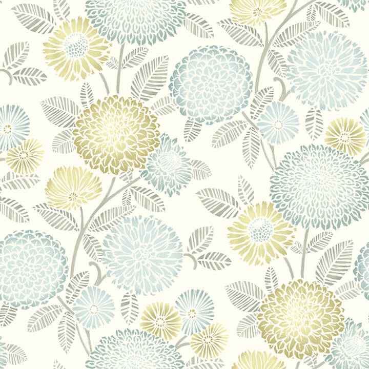 Zalipie Lime Floral Trail Wallpaper - York Wallcoverings - 3125-72330 - York Wallcoverings Wallpaper