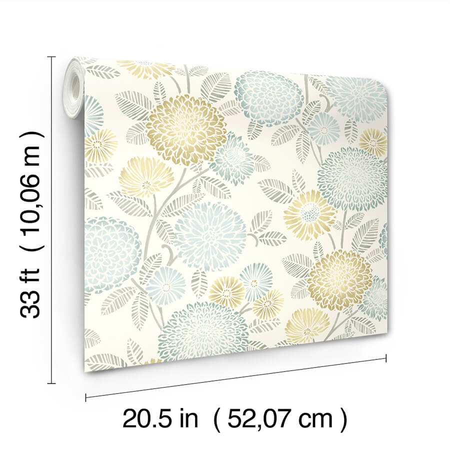 zalipie-lime-floral-trail-wallpaper-york-wallcoverings-3125-72330 - York Wallcoverings Papel pintado