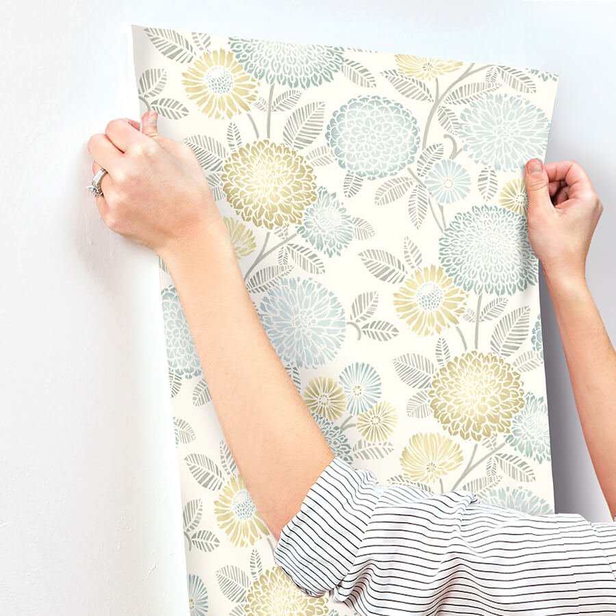 zalipie-lime-floral-trail-wallpaper-york-wallcoverings-3125-72330 - York Wallcoverings Papel pintado