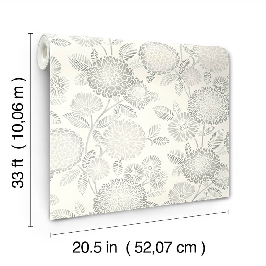 zalipie-grey-floral-trail-wallpaper-york-wallcoverings-3125-72331 - York Wallcoverings Papel pintado