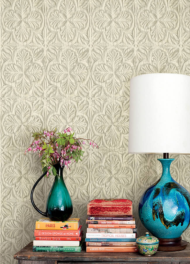 karachi-cream-wooden-damask-wallpaper-york-wallcoverings-3125-72333 - York Wallcoverings Papel pintado