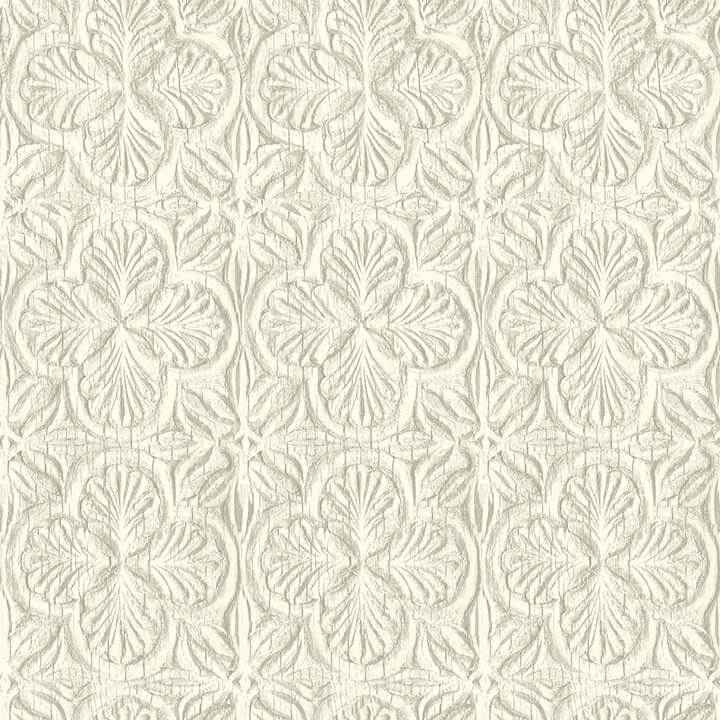 Karachi White Wooden Damask Wallpaper - York Wallcoverings - 3125-72334