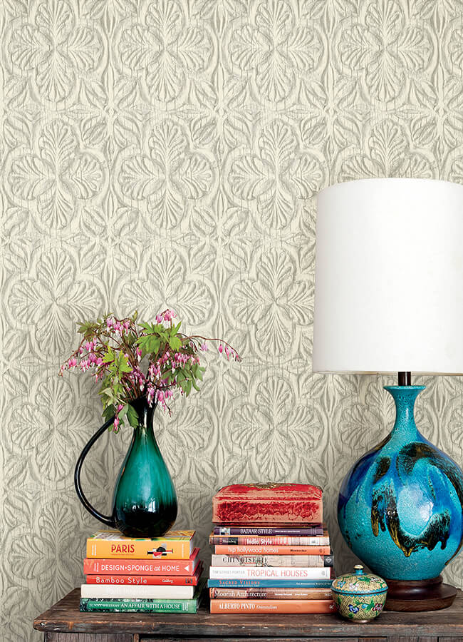 karachi-white-wooden-damask-wallpaper-york-wallcoverings-3125-72334 - York Wallcoverings Papel pintado
