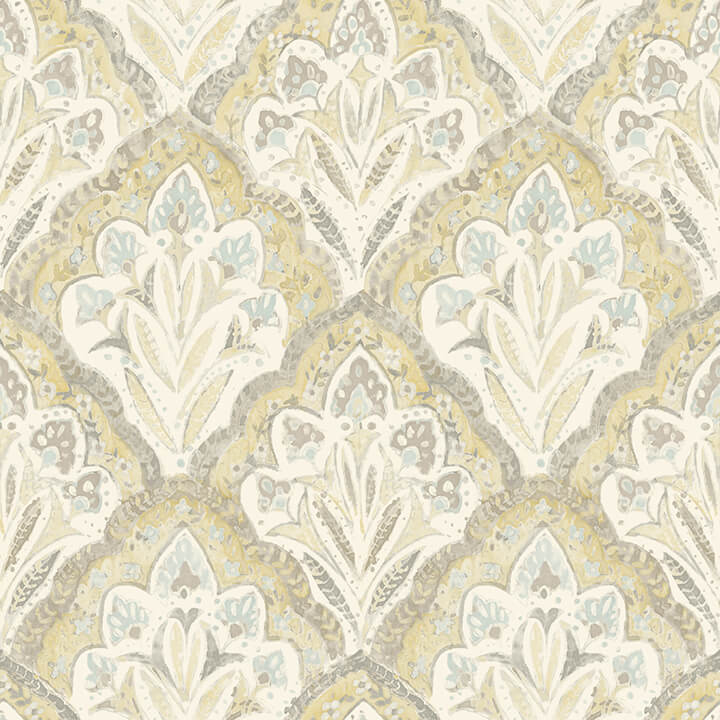 mimir-mustard-quilted-damask-wallpaper-york-wallcoverings-3125-72338 - York Wallcoverings Papel pintado