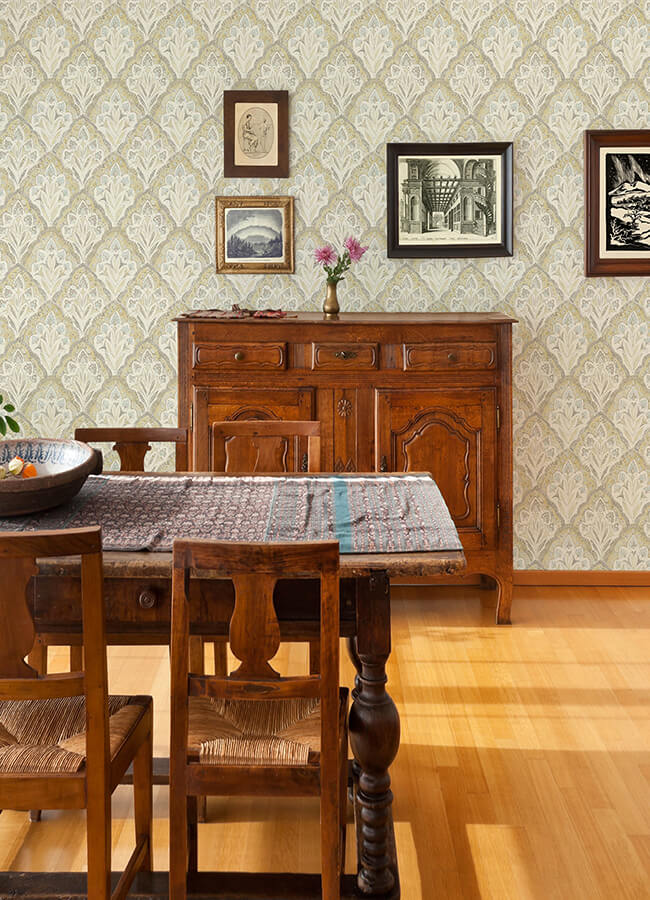 mimir-mustard-quilted-damask-wallpaper-york-wallcoverings-3125-72338 - York Wallcoverings Papel pintado
