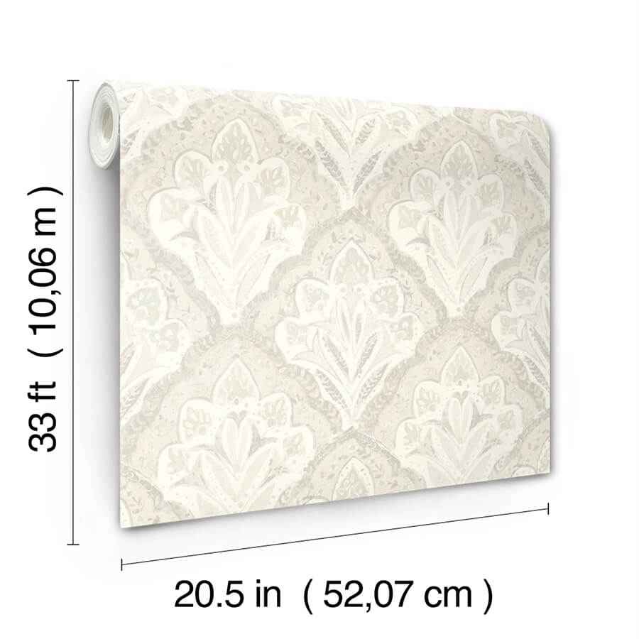 Mimir Dove Quilted Damask Wallpaper - York Wallcoverings - 3125-72339 - York Wallcoverings Wallpaper