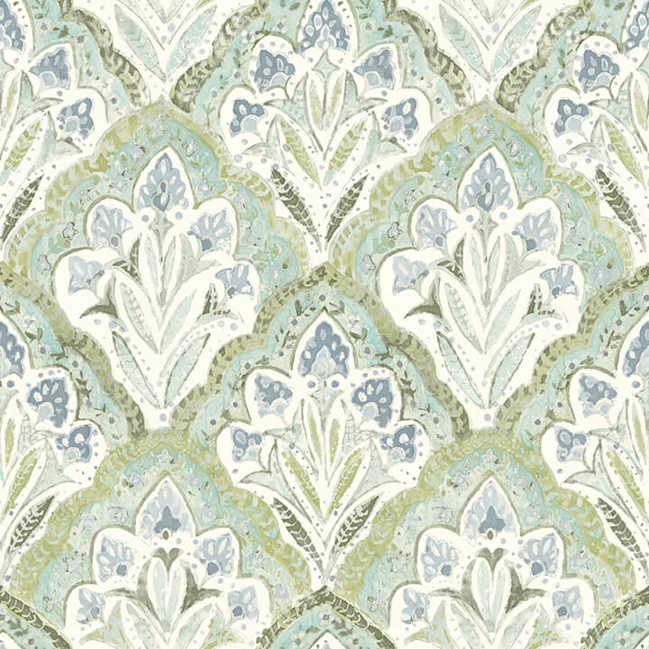 mimir-aquamarine-quilted-damask-wallpaper-york-wallcoverings-3125-72341 - York Wallcoverings Papel pintado