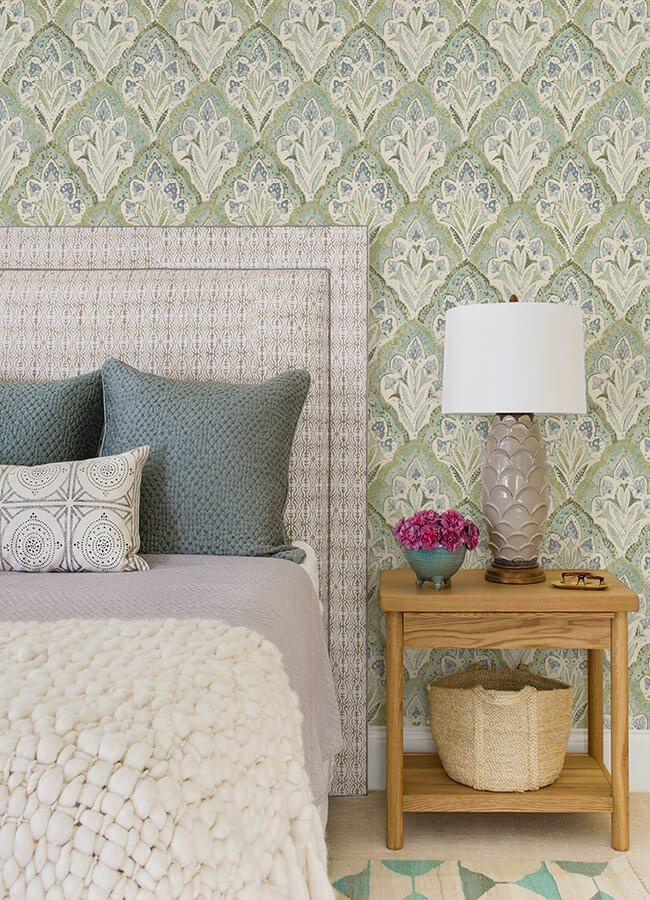 mimir-aquamarine-quilted-damask-wallpaper-york-wallcoverings-3125-72341 - York Wallcoverings Papel pintado