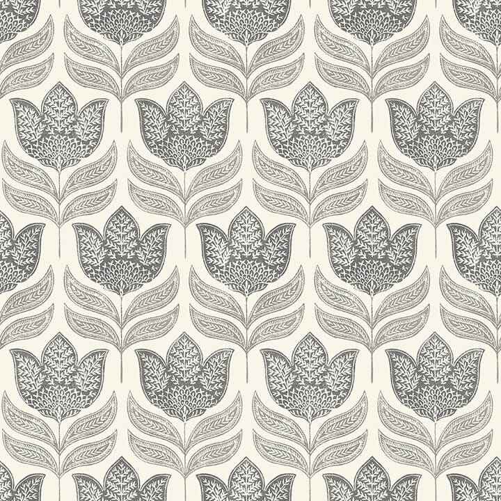 Cathal Charcoal Tulip Block Print Wallpaper - York Wallcoverings - 3125-72343