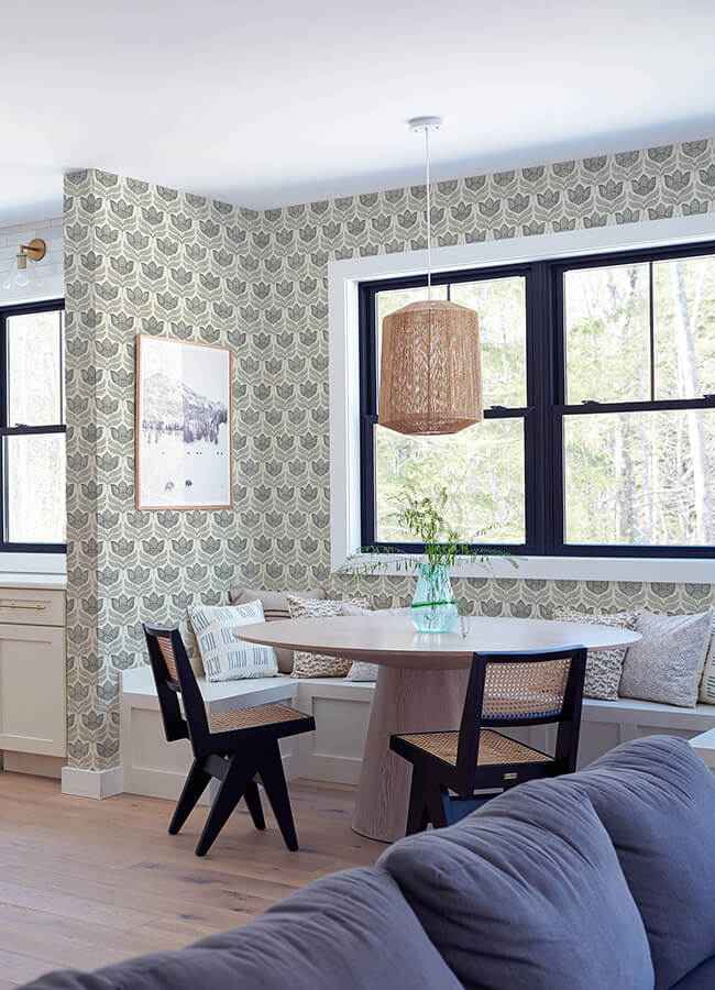 Cathal Charcoal Tulip Block Print Wallpaper - York Wallcoverings - 3125-72343 - York Wallcoverings Wallpaper