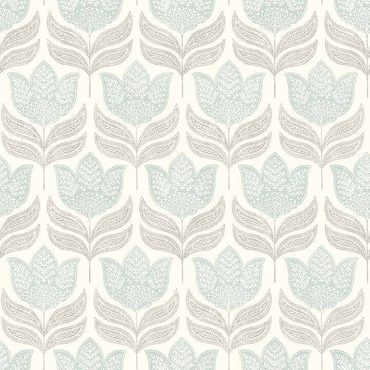 cathal-aqua-tulip-block-print-wallpaper-york-wallcoverings-3125-72344 - York Wallcoverings Papel pintado
