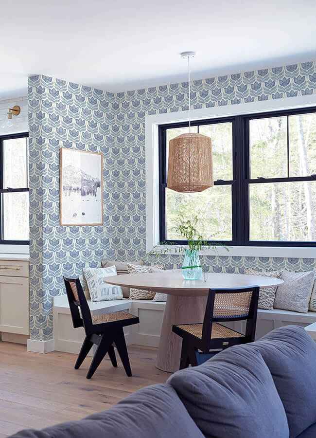 Cathal Blue Tulip Block Print Wallpaper - York Wallcoverings - 3125-72345 - York Wallcoverings Wallpaper