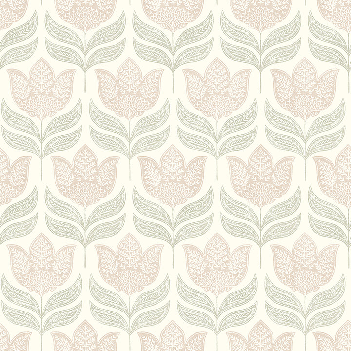 cathal-blush-tulip-block-print-wallpaper-york-wallcoverings-3125-72346 - York Wallcoverings Papel pintado
