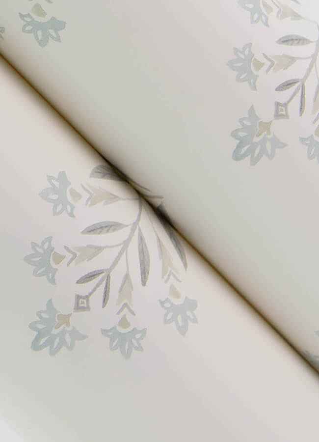 Kova Blue Floral Crest Wallpaper - York Wallcoverings - 3125-72347