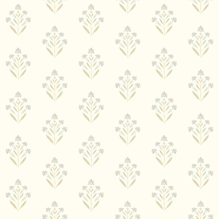 kova-yellow-floral-crest-wallpaper-york-wallcoverings-3125-72348 - York Wallcoverings Papel pintado