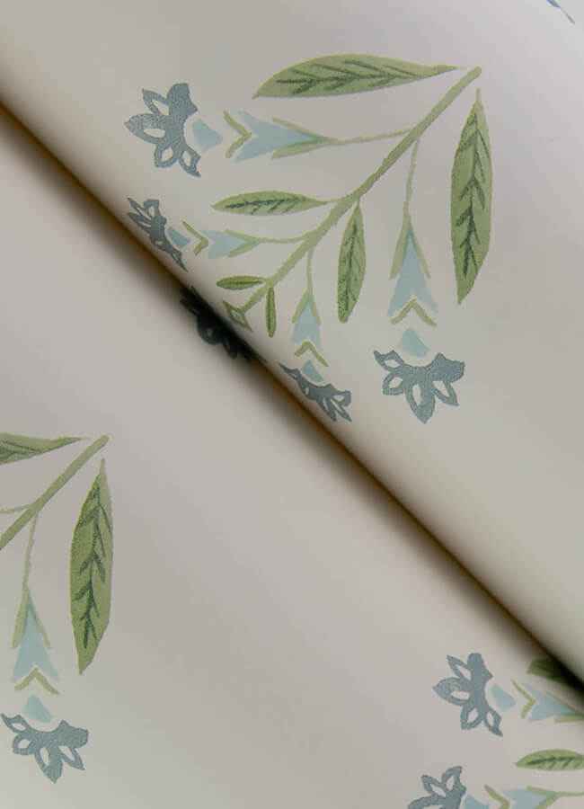 Kova Aquamarine Floral Crest Wallpaper - York Wallcoverings - 3125-72351 - York Wallcoverings Wallpaper