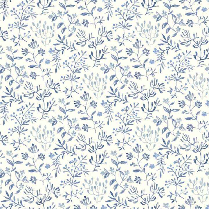 Tarragon Blue Dainty Meadow Wallpaper - York Wallcoverings - 3125-72352 - York Wallcoverings Wallpaper