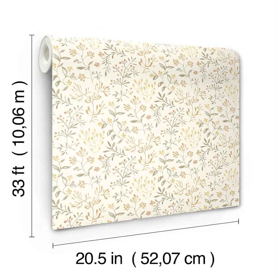 Tarragon Honey Dainty Meadow Wallpaper - York Wallcoverings - 3125-72354 - York Wallcoverings Wallpaper