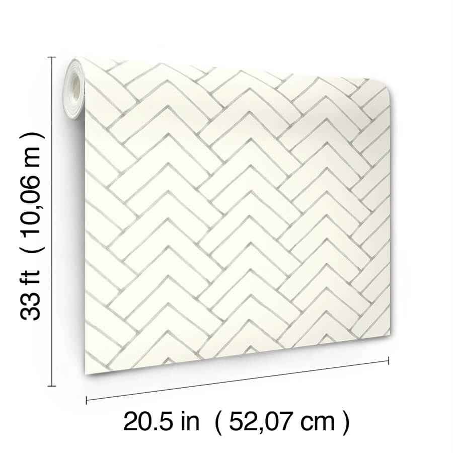 Oswin Grey Tiered Herringbone Wallpaper - York Wallcoverings - 3125-72364 - York Wallcoverings Wallpaper