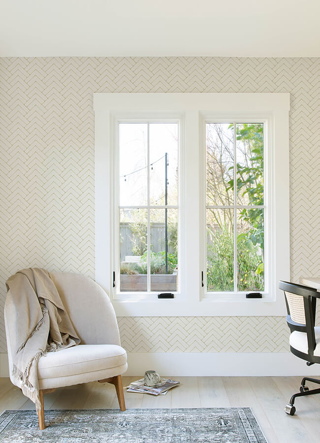 oswin-light-yellow-tiered-herringbone-wallpaper-york-wallcoverings-3125-72365 - York Wallcoverings Papel pintado