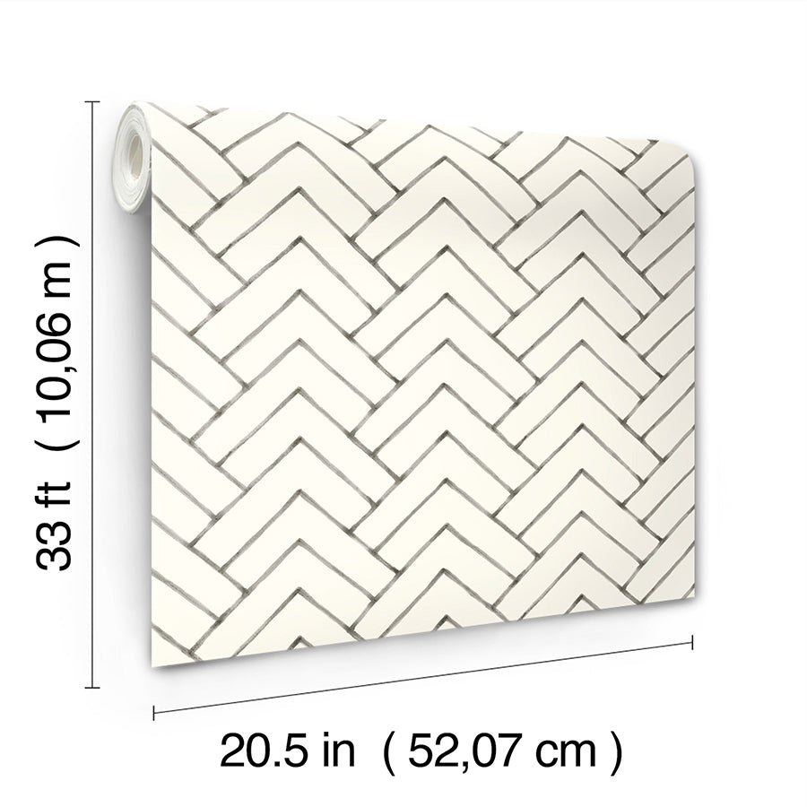 oswin-black-tiered-herringbone-wallpaper-york-wallcoverings-3125-72366 - York Wallcoverings Papel pintado