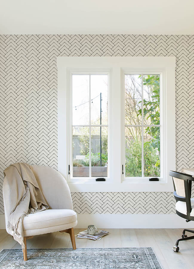 oswin-black-tiered-herringbone-wallpaper-york-wallcoverings-3125-72366 - York Wallcoverings Papel pintado