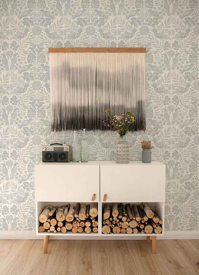 nestle-light-grey-bird-block-print-wallpaper-york-wallcoverings-4122-27001 - York Wallcoverings Wallpaper